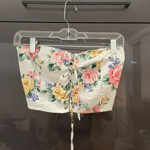Floral Corset Strapless Crop Top